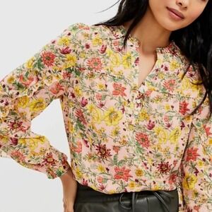 LOFT Garden Ruffle Sleeve Top Blouse Size Medium
